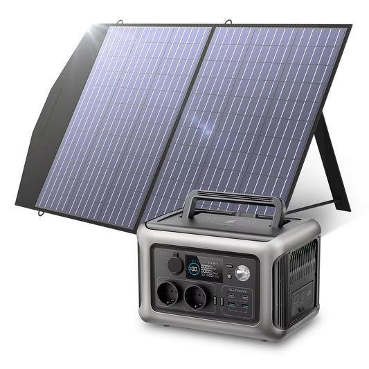 R600 Portable Power Station with Solar Panel 100W , 600W 299Wh Lifepo4 Solar Generator UPS Battery Backup MPPT for RV