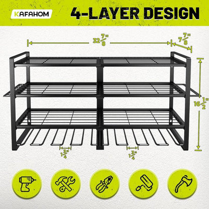 Power Tool Organizer - 8 Drill Holder Wall Mount,4 Layer Heavy Duty Metal Power Tool Storage Rack,Garage Tool Organizer Boxes Installation