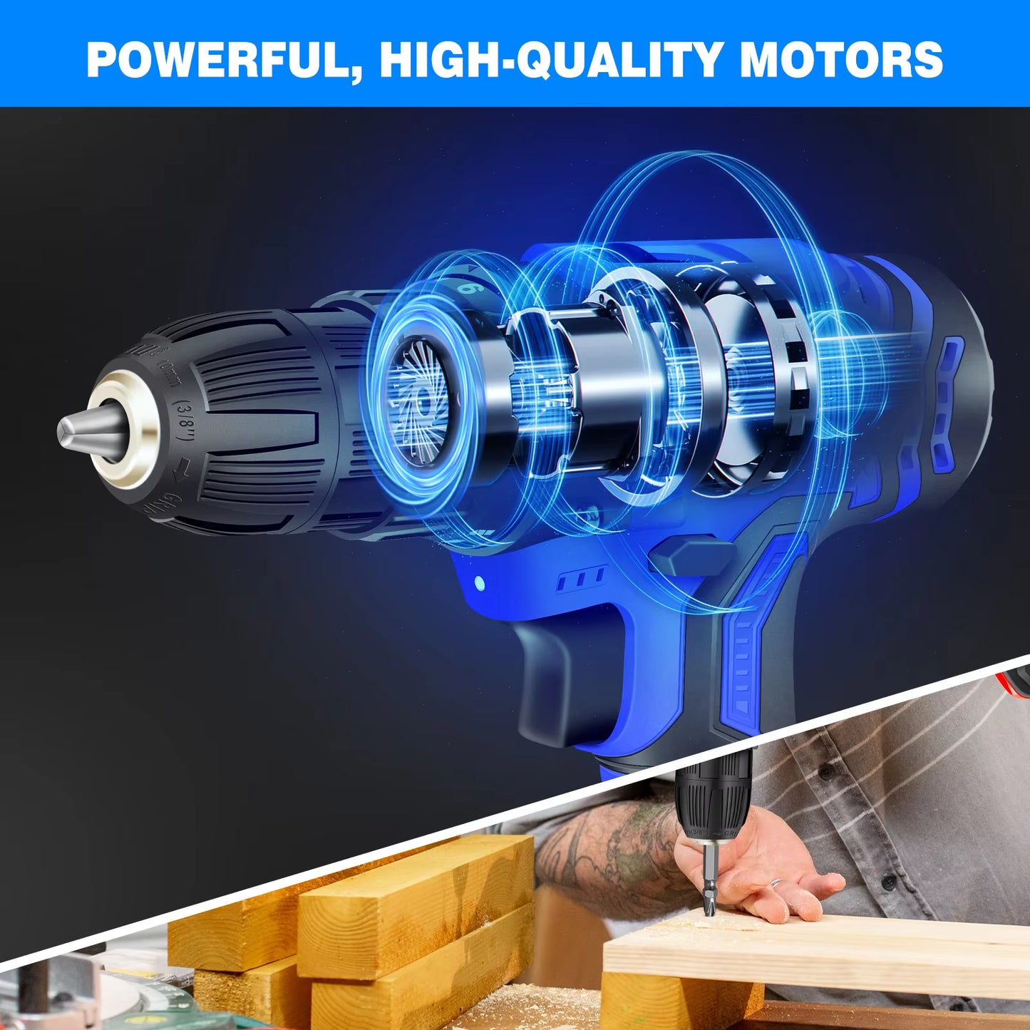 1400RPM 21V Cordless Drill Driver 45Nm 2 Speeds Electric Cordless Screwdriver 25+1 Torque with 1/2 1500Mah Battery & Accessories