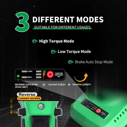 TEGATOK Cordless Impact Wrench, Power Impact Gun 1/2 (430N.M), Electric Driver, Brushless Impact Driver with 4000 Mah Battery, Fast Charger, 3-In-1 Electric Impact Wrench,Gift for Home, Vehicles & Menfor