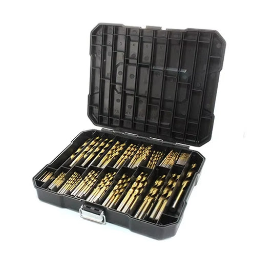 230PCS Titanium Coated Twist Drill Bit Set with Case 135°Tip Metric Drill Bits Size from 1.0-10Mm for Woodworking Plastic Hole