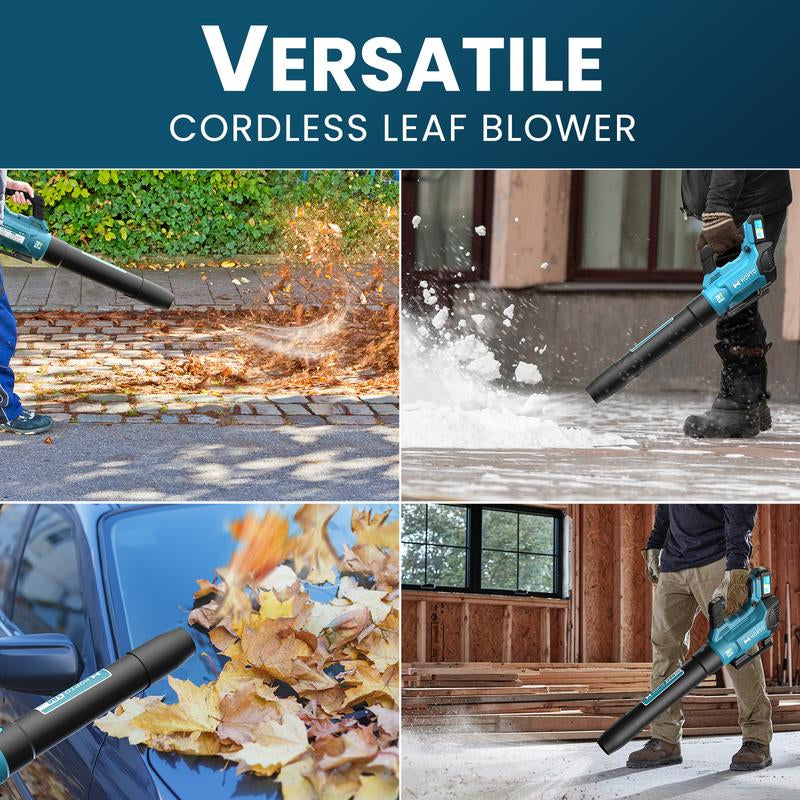 HOPTO Cordless Leaf Blower with 2 Batteries, 580CFM/160MPH & 3 Speed Settings for Yard, Garden, Gutter, Garage, Workshop, Snow, and Event Cleanup - Lightweight & Ergonomic Design