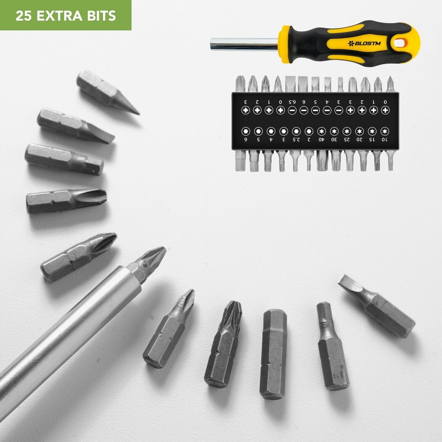 BLOSTM 42PCS Premium Magnetic Screwdriver Set Cross-Head Flat Heads Precision