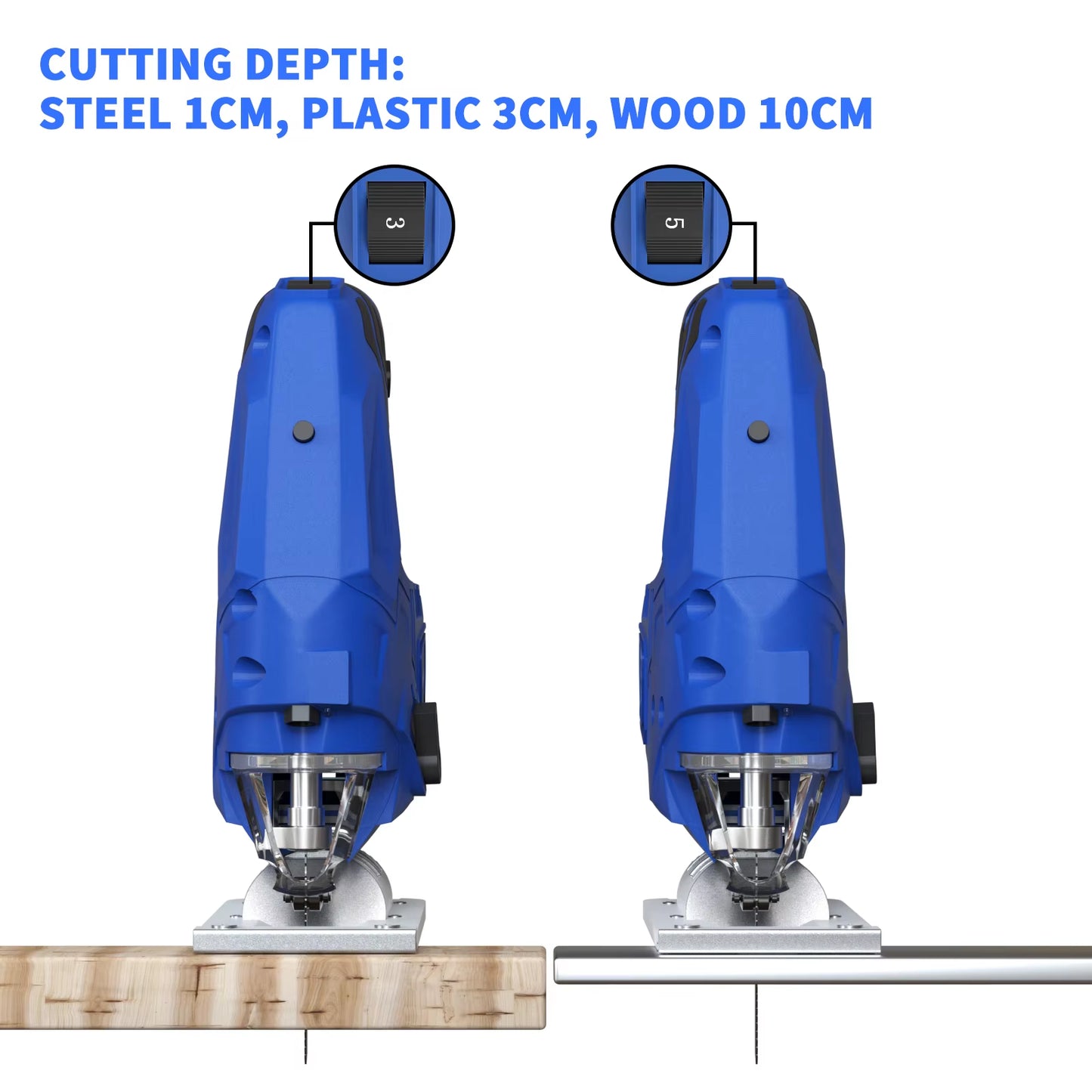 Electric Jigsaw Jig Saw Tool Wood Saw, 1500W 6 Speeds Laser Guide Cutting Capacity 100Mm Wood, 10Mm Metal,45° Angle