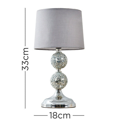 Crackle Table Lamp 33CM Glass Mosaic Living Room Light Fabric Lampshade LED Bulb