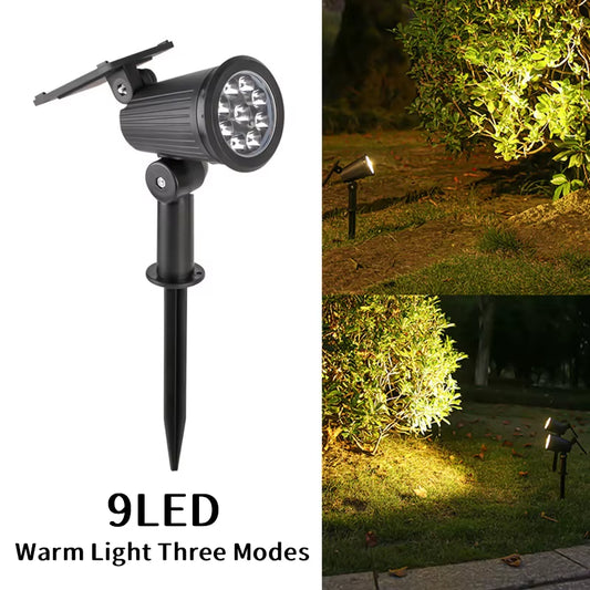 9Leds Solar Spotlights, Outdoor Light Control, Waterproof Floor Mounted Lawn Lamp,For Landscape,Courtyard,Garden,Tree Decoration