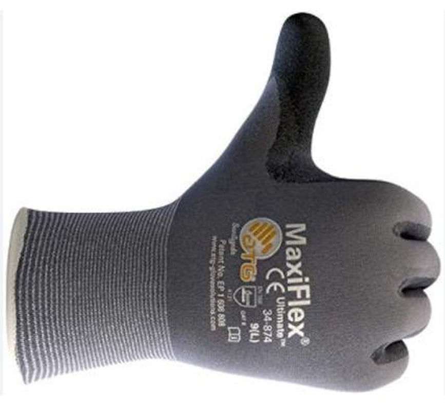 Maxiflex Ultimate 34874 Foam Nitrile Palm Coated Work Gloves - Unbeatable Grip & Abrasion Resistance - Multiple Applications Safety Gloves