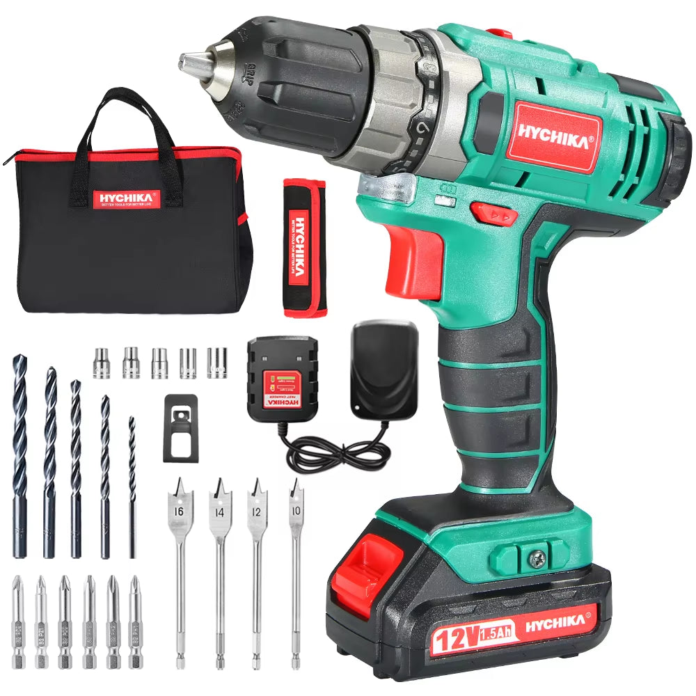 12V Cordless Screwdriver with Drills Set for Drilling Metal Wood Plastic Tighten the Screw Electric Drill Power Tools