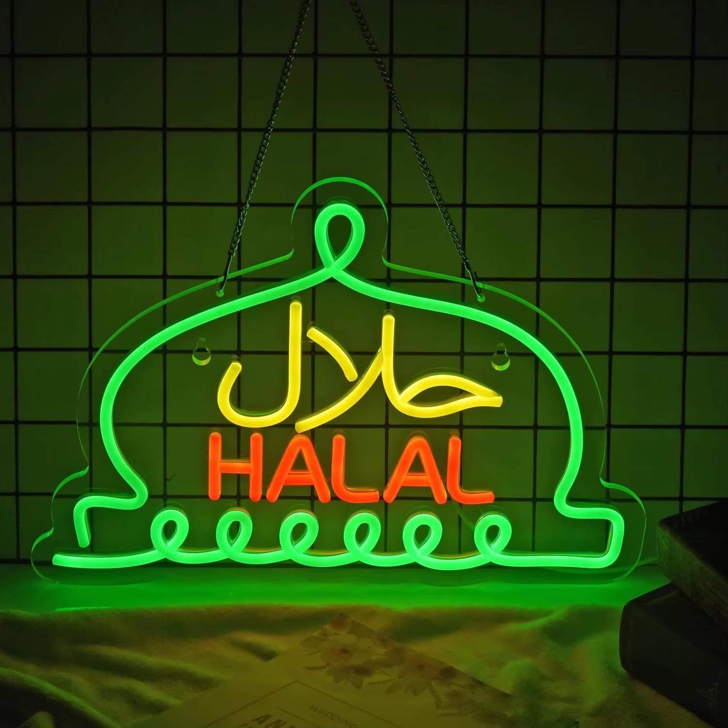 Halal Neon Sign Halal Restaurant LED Neon Sign Suitable for Restaurant Shop Party Decoration Commercial Sign Light Gifts