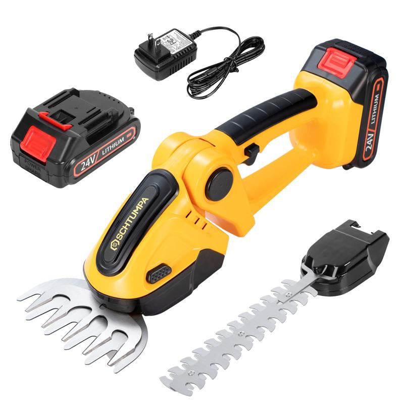 21V 1260-RPM Cordless Grass Shears, 2-In-1 Mini Hedge Trimmer Cordless, Handheld Grass Trimmer Cordless, Electric Bush Trimmer Cordless, 1 Battery and Charger Included