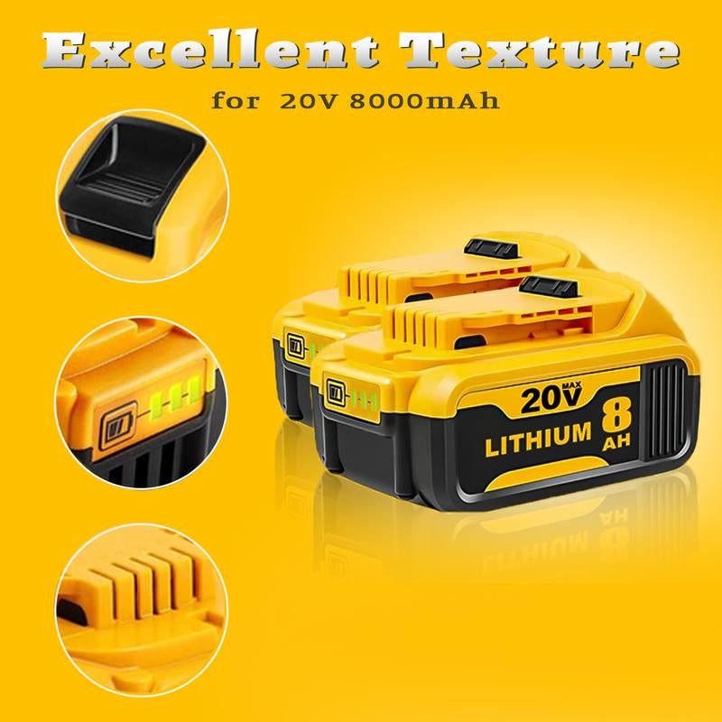 4-Pack 20V Max XR 8.0Ah Lithiumlon Battery Pack by Dewalt Dcb200For 20V Tools - High Capacity Andexceptional Compatibility