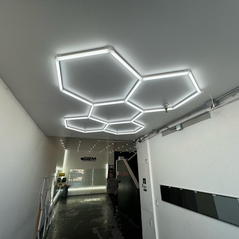 Modern Hexagon LED Lights - 4Ft Wide, 8Ft Tall - Set of 5 Lights (6500 Lumen) for Home, Office, or Event Space