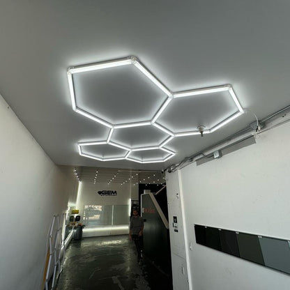 Modern Hexagon LED Lights - 4Ft Wide, 8Ft Tall - Set of 5 Lights (6500 Lumen) for Home, Office, or Event Space