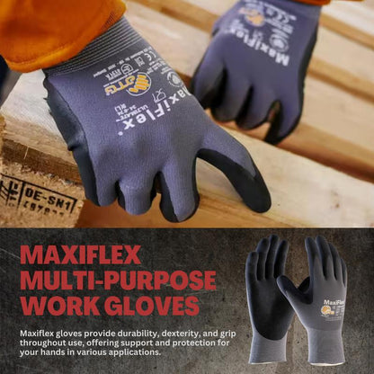 12 Pairs Maxiflex Work Gloves Nitrile Micro Foam Coated Palm - 12 Pares Guantes Para Trabajo - Guantes Maxiflex