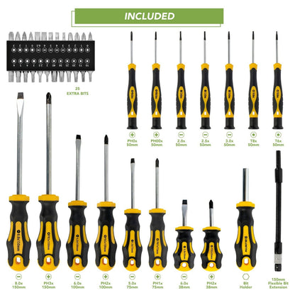 BLOSTM 42PCS Premium Magnetic Screwdriver Set Cross-Head Flat Heads Precision