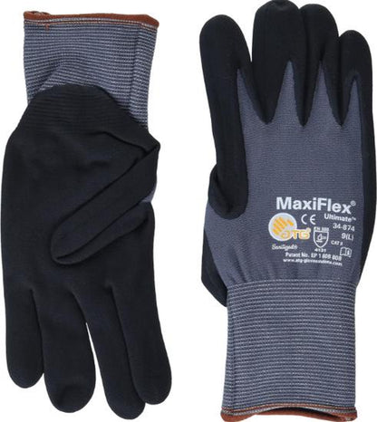 Maxiflex Ultimate 34874 Foam Nitrile Palm Coated Work Gloves - Unbeatable Grip & Abrasion Resistance - Multiple Applications Safety Gloves