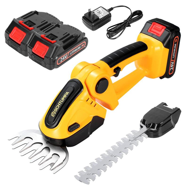 21V 1260-RPM Cordless Grass Shears, 2-In-1 Mini Hedge Trimmer Cordless, Handheld Grass Trimmer Cordless, Electric Bush Trimmer Cordless, 1 Battery and Charger Included