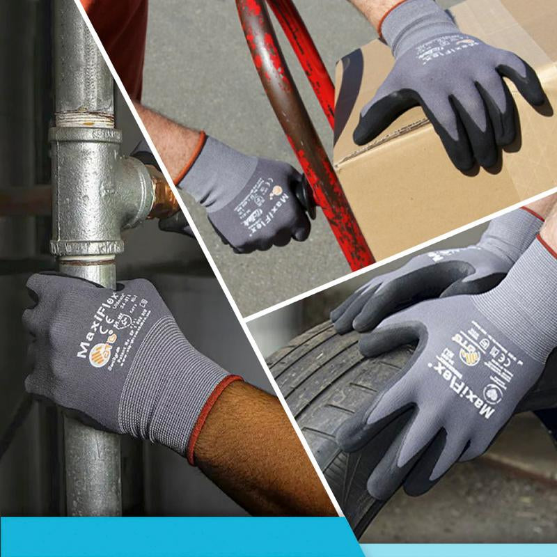 12 Pairs - Maxiflex Gloves, Maxi Gloves, Work Gloves PIP 34-874/M Maxi Flex Ultimate 34874 Foam Nitrile Palm Coated Gloves