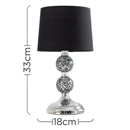 Crackle Table Lamp 33CM Glass Mosaic Living Room Light Fabric Lampshade LED Bulb