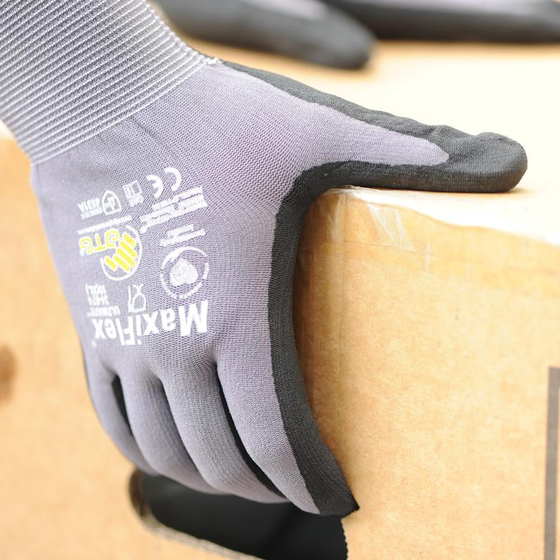 12 Pairs - Maxiflex Gloves, Maxi Gloves, Work Gloves PIP 34-874/M Maxi Flex Ultimate 34874 Foam Nitrile Palm Coated Gloves