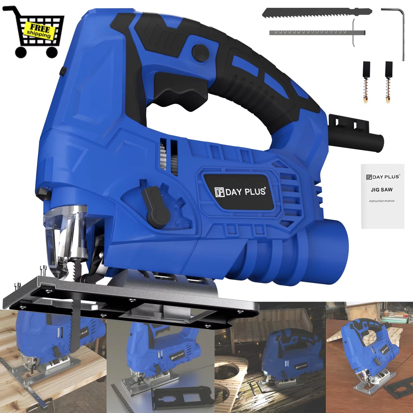 Electric Jigsaw Jig Saw Tool Wood Saw, 1500W 6 Speeds Laser Guide Cutting Capacity 100Mm Wood, 10Mm Metal,45° Angle