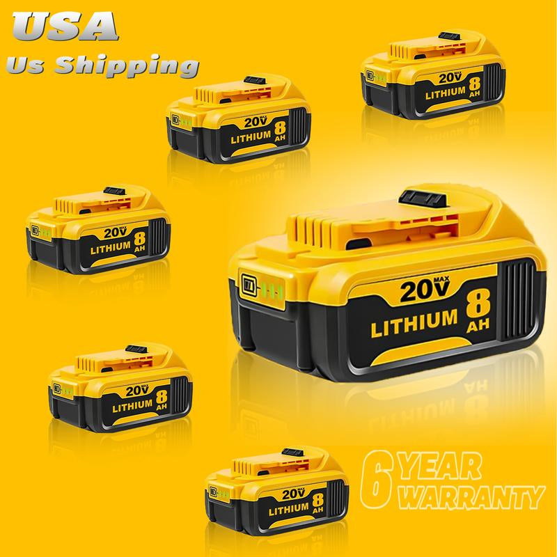 8-Pack 20V Max XR 8.0Ah Lithium-Ion Battery Pack by Dewalt DCB200 for 20V Tools - High Capacity and Exceptional Compatibility