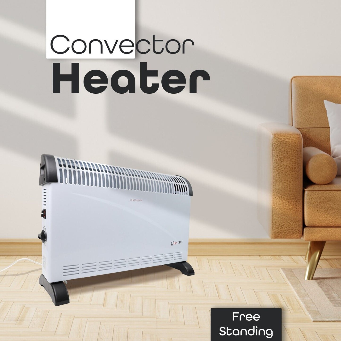 Free Standing Convector Radiator Heater with Adjustable 3 Heat Settings 2000W