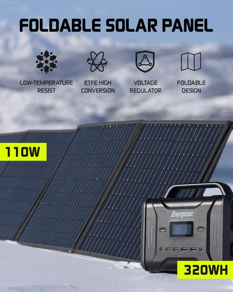 POWERWIN PWS110 110W Foldable Solar Panel IP65 18V Portable Solar Panel Kit with 2 USB Outputs for Portable Power Station Laptops RV Camping