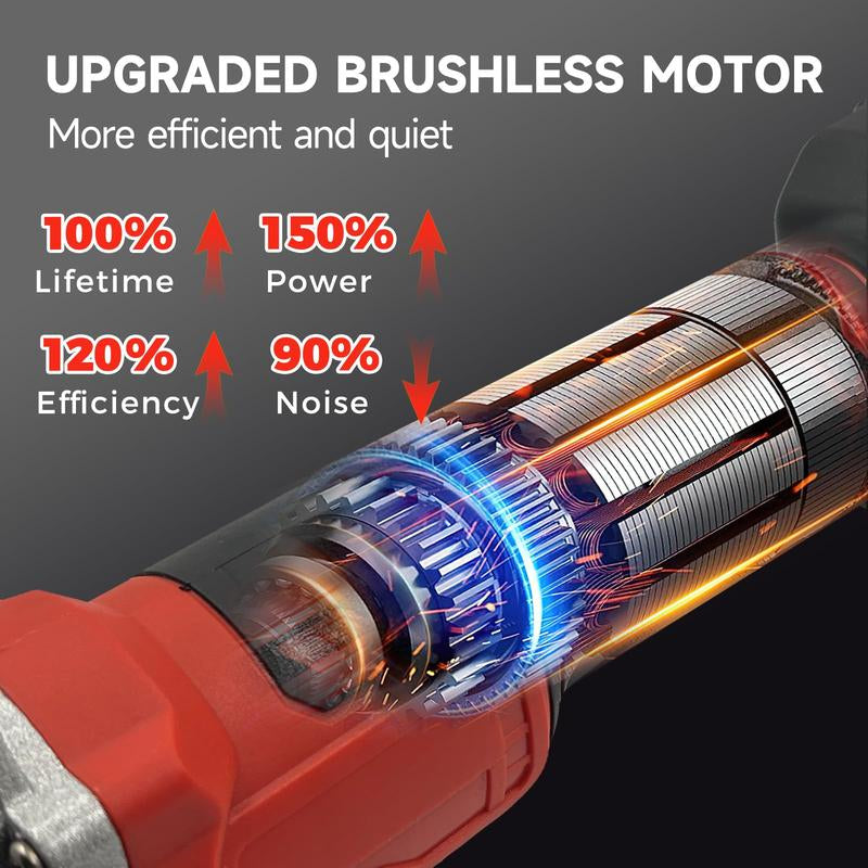 (With or without Battery)Cordless Angle Grinder for Milwaukee 18V Battery, Angle Grinder with 11000 RPM Brushless Motor, 3 Variable Speeds Grinders for Cutting, Griding, Polishing.(Tool Only)