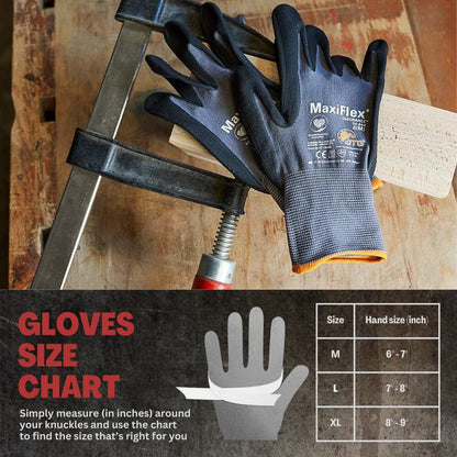 12 Pairs Maxiflex Work Gloves Nitrile Micro Foam Coated Palm - 12 Pares Guantes Para Trabajo - Guantes Maxiflex