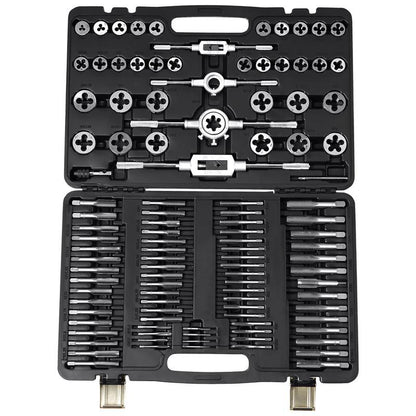 VEVOR Tap and Die Set, 110-Piece Include Metric Size M2 to M18, Bearing Steel Taps and Dies, Essential Threading Tool for Cutting External Internal Threads, with Complete Accessories and Storage Case