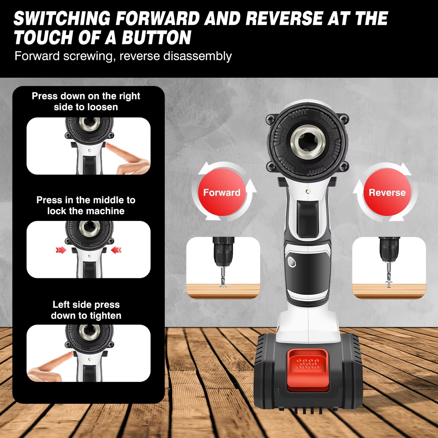 Dayplus Cordless Drill Set Electric Screwdriver Drill Set with 2-Variable Speed, 25+1 Torque,21V Li-Ion Battery & Fast Charger