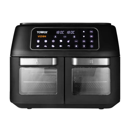 Vortx Vizion Dual Compartment Air Fryer Oven with Digital Touch Panel, 11L, Black