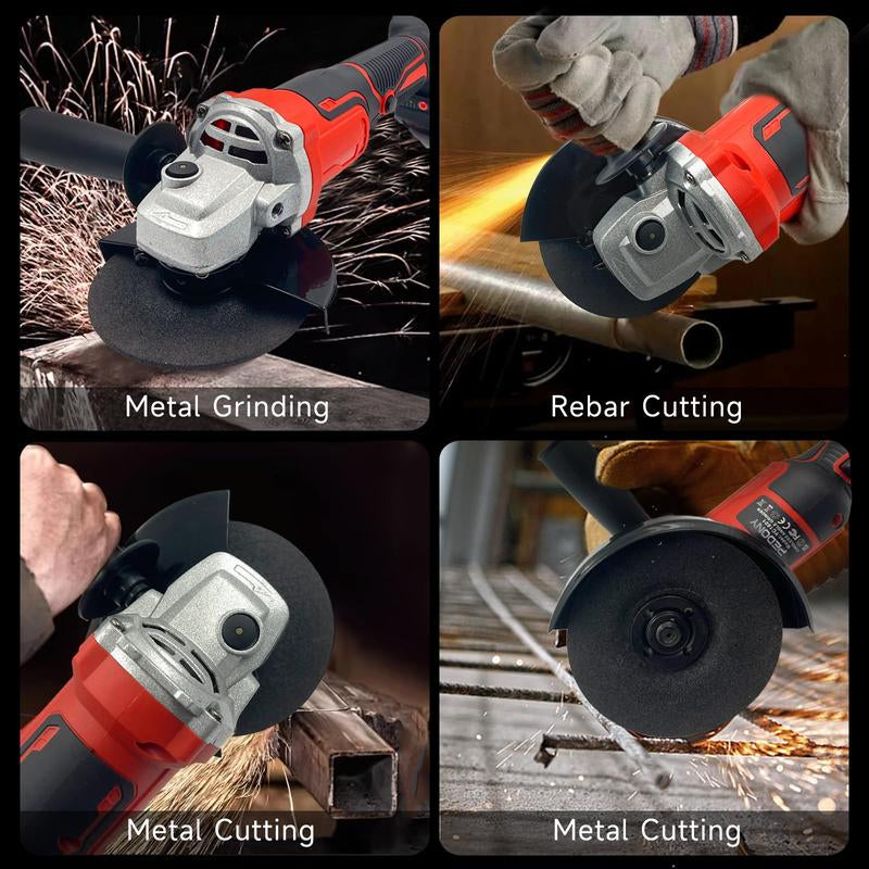 (With or without Battery)Cordless Angle Grinder for Milwaukee 18V Battery, Angle Grinder with 11000 RPM Brushless Motor, 3 Variable Speeds Grinders for Cutting, Griding, Polishing.(Tool Only)